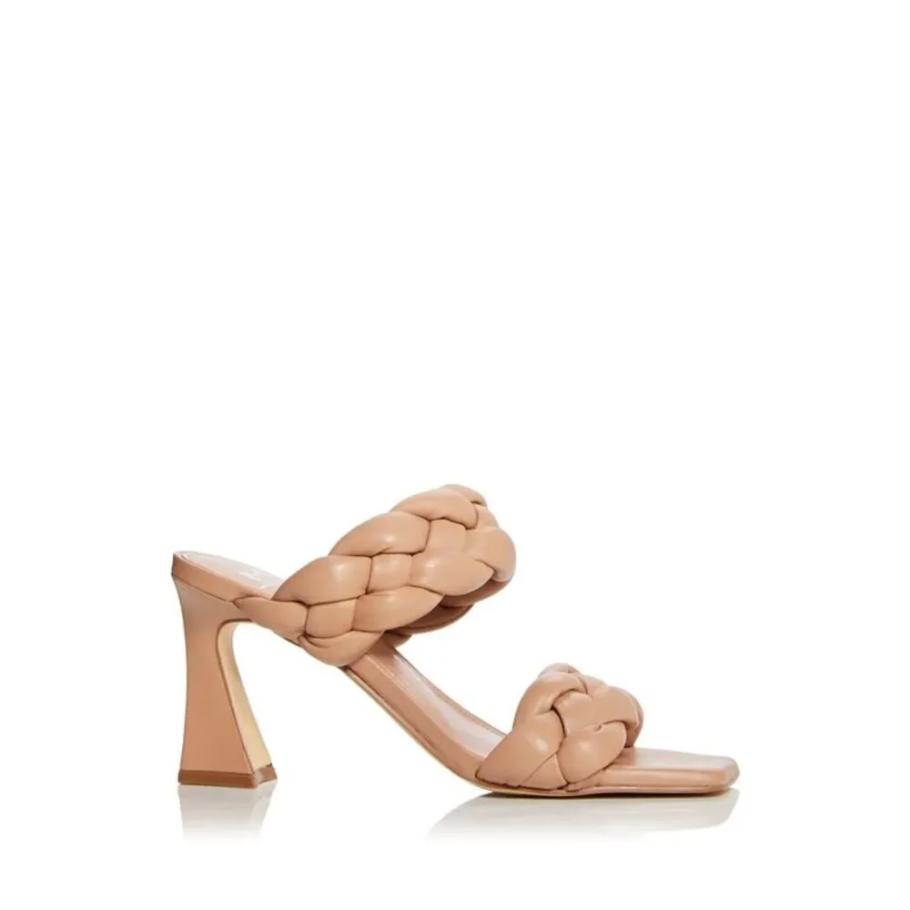 MARC FISHER Womens Beige Hammy Toe Flare Slip On Leather Heeled Sandal 6.5 M - Picture 3 of 4
